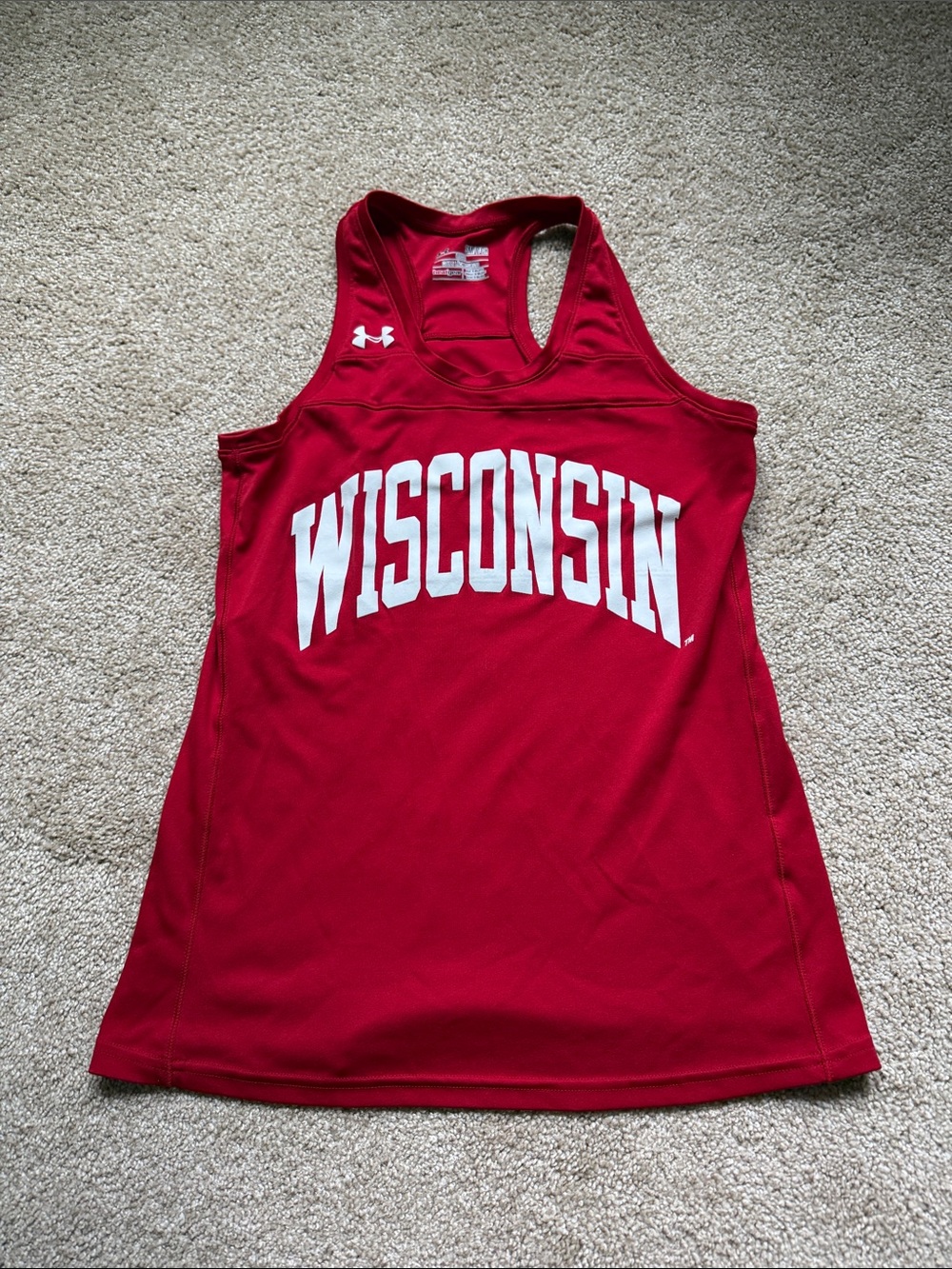 Under Armour Wisconsin Red Tank Top Size Small
